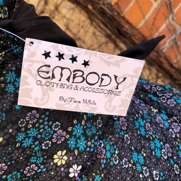 Teal Black EMBODY Dress Flared Boho Festival Small - Picture 8 of 10